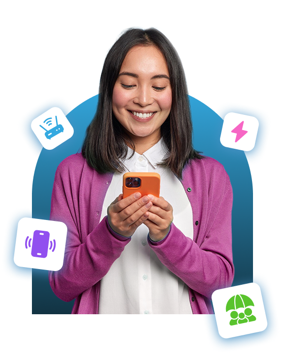 Woman using phone to compare deals